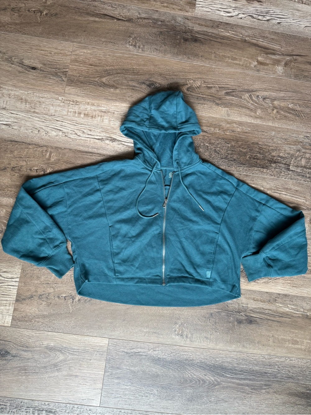 Gilly Hicks Teal Cropped Zip Hoodie